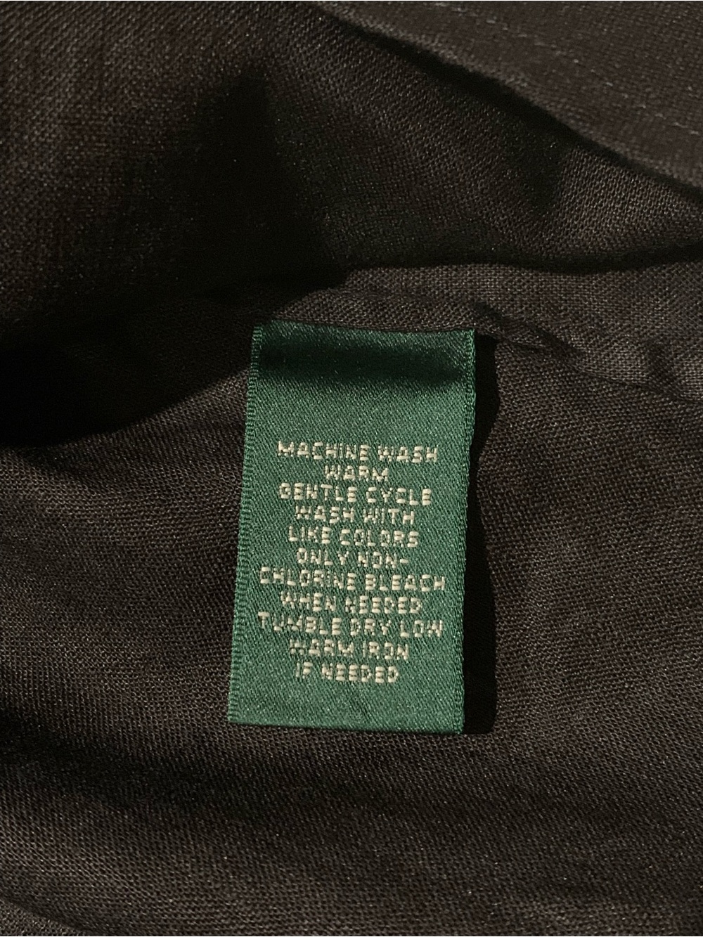 NWT Lauren Ralph Lauren Black 100% Linen Button-Up Blouse Gathered Sleeve, XL - Picture 9 of 9